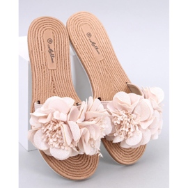 Mjuka flipflops med Diaye Beige blommor 1