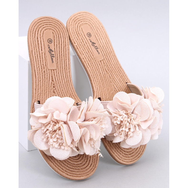 Mjuka flipflops med Diaye Beige blommor 1