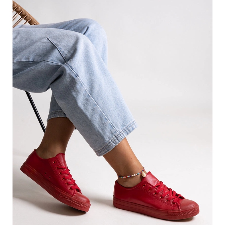 Bez marki Röda sneakers i ekologiskt läder från Mahasina 1