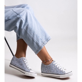 Bez marki Blå glänsande Jadwa sneakers 1