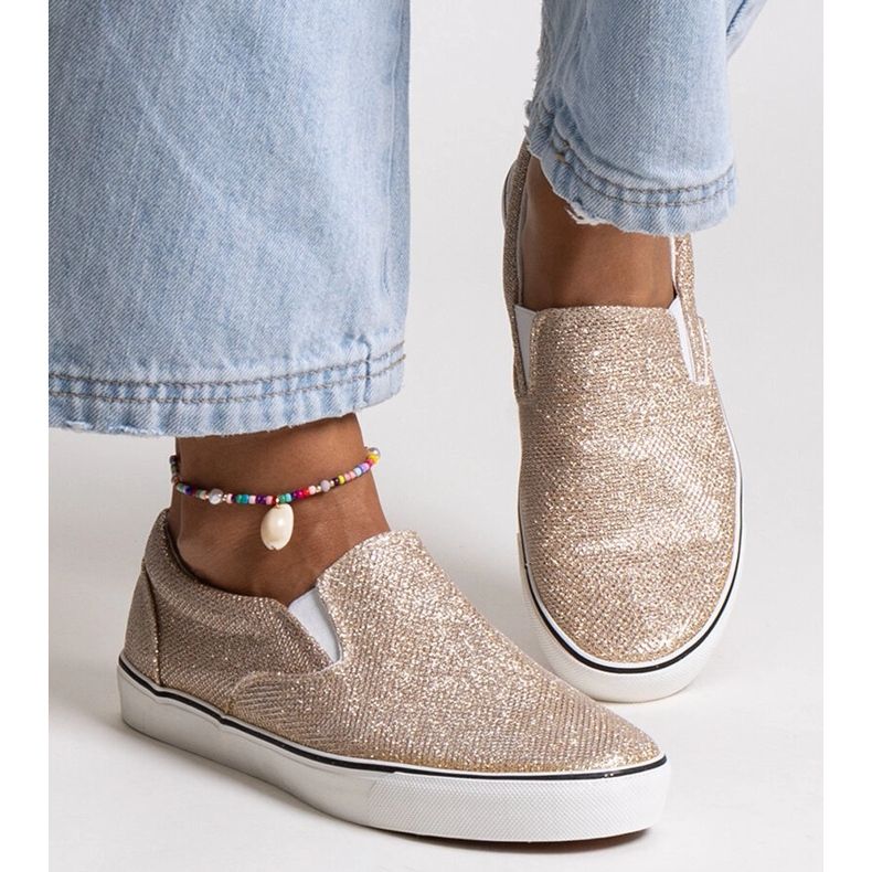 Guld glänsande Lublubah sneakers gyllene 1