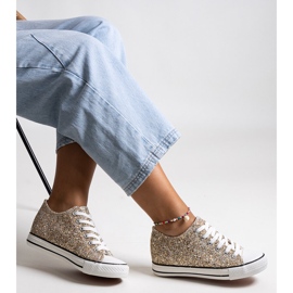 Bez marki Guldglänsande Jadwa high-top sneakers gyllene 1