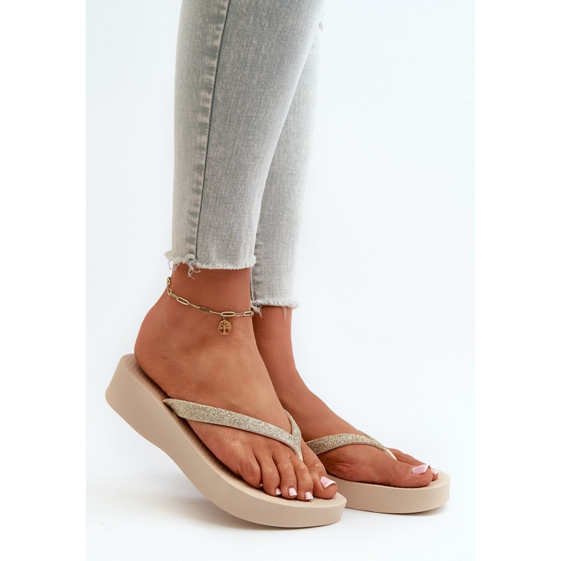 Damflip-flops med glitterrem 83386 Ipanema Mesh Chic Platt Fem Beige 1