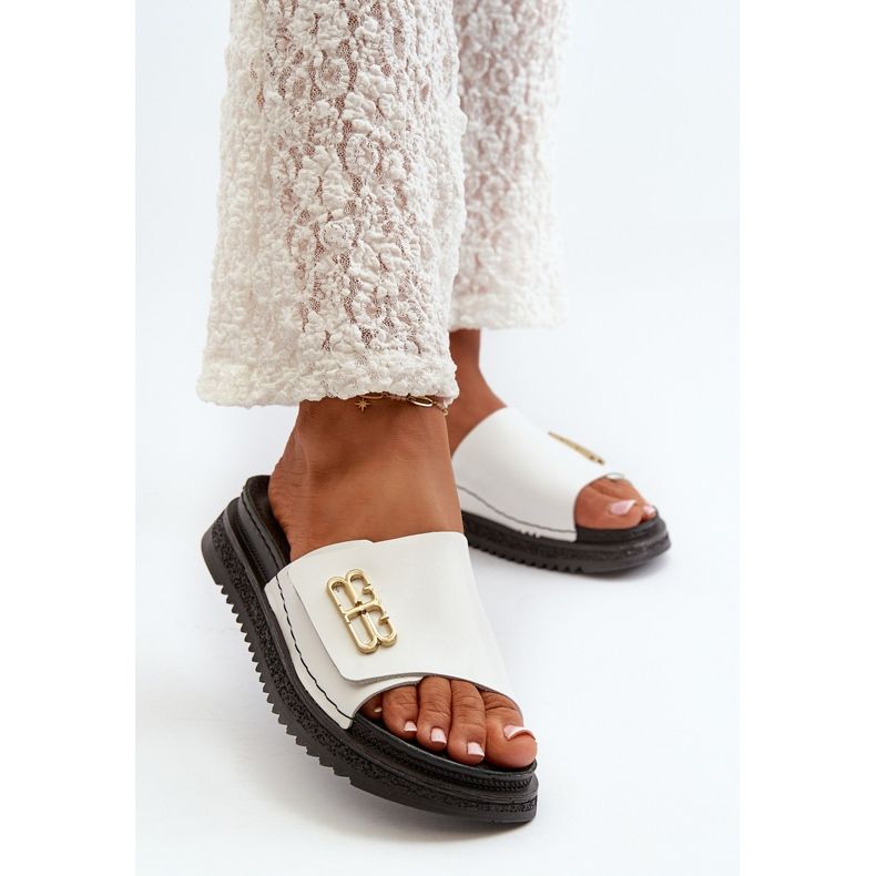 Zazoo 50101 läderflip-flops för kvinnor på plattform, vit 2