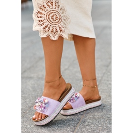 Damtofflor på plattformen med dekorationer S.Barski HY077 Lila violett 1