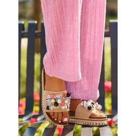 Damtofflor på plattformen med dekorationer S.Barski HY077 Beige 1