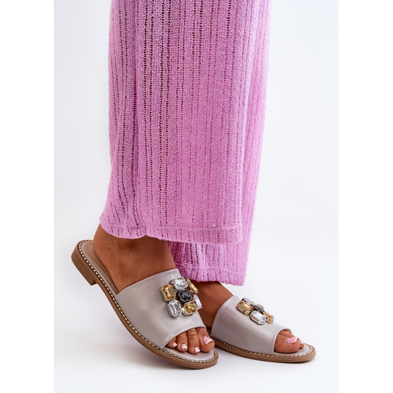 Flip-flops damer med dekorationer S.Barski KV27-031 Beige 1