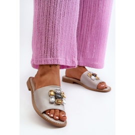 Flip-flops damer med dekorationer S.Barski KV27-031 Beige 2