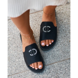 Elegant glänsande flip-flops för kvinnor med dekoration S.Barski KV27-050 Svart 3