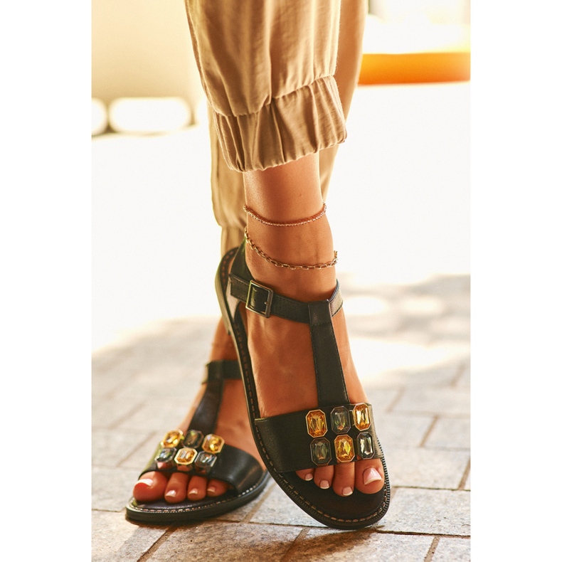 Eleganta damsandaler med dekorativa detaljer S.Barski KV27-030 Svart 1