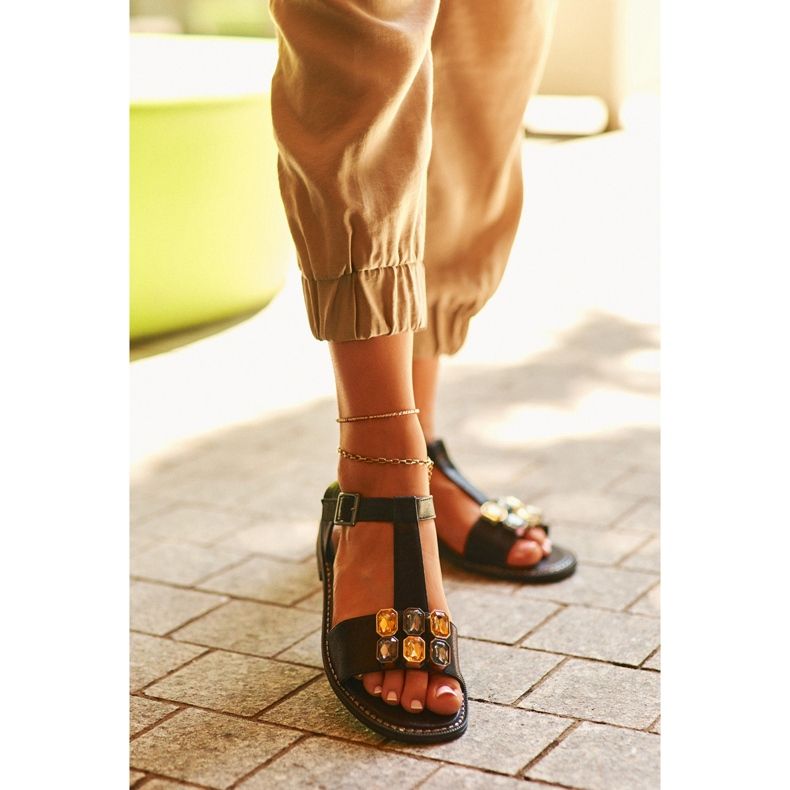 Eleganta damsandaler med dekorativa detaljer S.Barski KV27-030 Svart 2