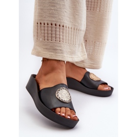 Zazoo 2920 Kläderflip-flops för kvinnor med gulddetaljer Svart 2