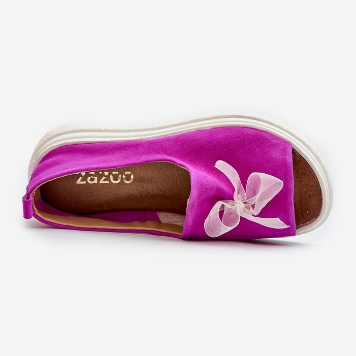 Zazoo 2939 Mocka damsandaler med rosett, Fuchsia rosa 1