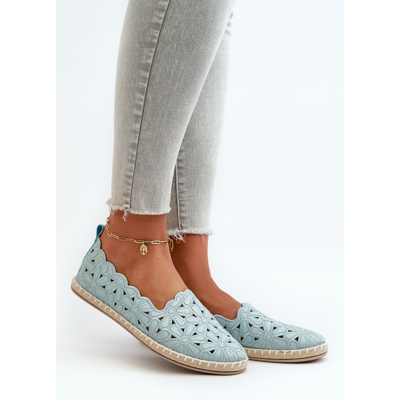 Blå Vennice blommiga Slip-On ballerinaskor för kvinnor 1