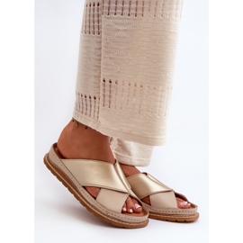 Läderprofilerade flip-flops Maciejka 04986-04 Guld-beige 1
