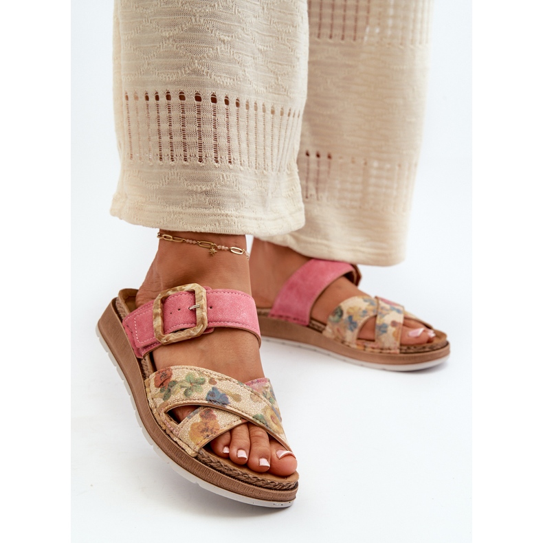 Bekväma flip-flops för kvinnor med ett blomspänne Inblu GS000051 Rosa 2
