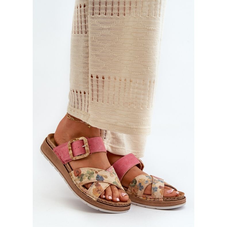 Bekväma flip-flops för kvinnor med ett blomspänne Inblu GS000051 Rosa 1