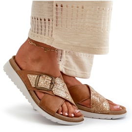Bekväma damflip-flops med spänne Inblu CN000032 Camel brun 10