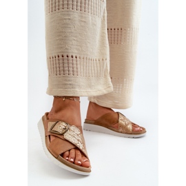Bekväma damflip-flops med spänne Inblu CN000032 Camel brun 3