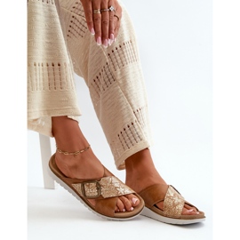 Bekväma damflip-flops med spänne Inblu CN000032 Camel brun 9
