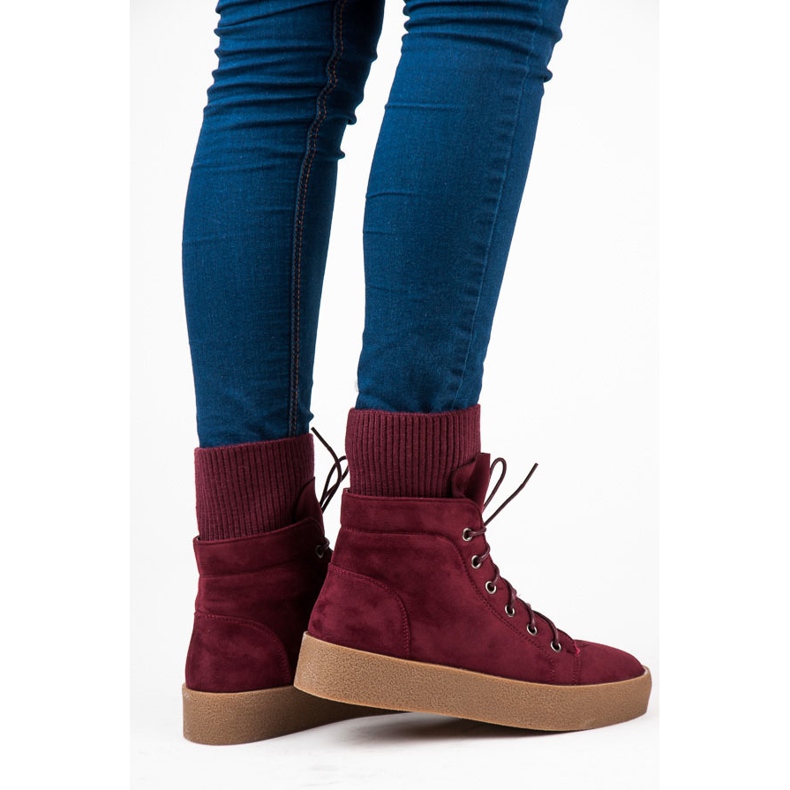 Ideal Shoes Maroon Creepers stövlar röd 2