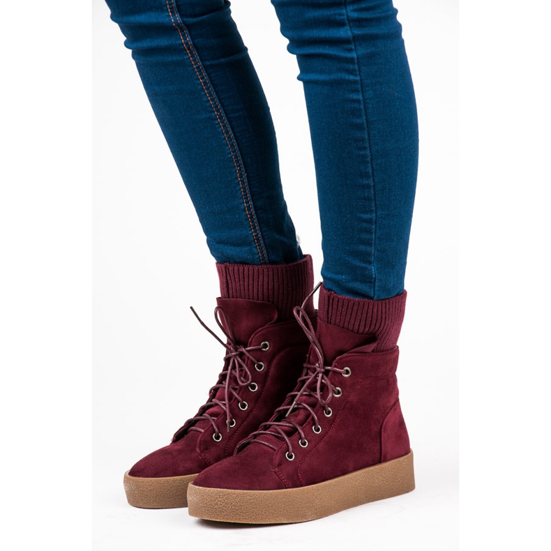 Ideal Shoes Maroon Creepers stövlar röd 1
