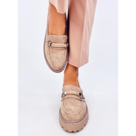 Sheady Khaki mockasin med hög sula beige 1