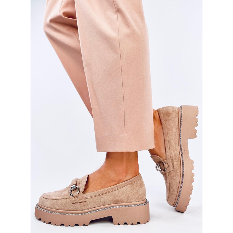 Sheady Khaki mockasin med hög sula beige 2