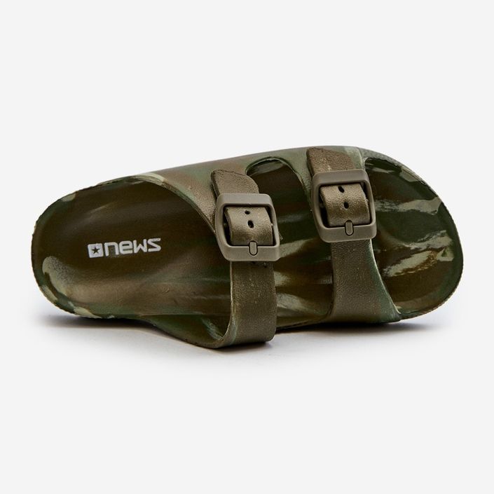 Lättviktsflipflops i skum för pojkar med spännen, mörkgrön, Adirnaca 2