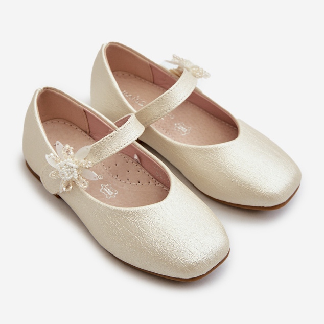 Ballerinaskor med glitter för barn med kardborreknäppning, Beige Jeylin 2