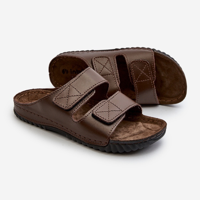 Bekväma flip-flops för män med kardborreband Inblu FM00001U Mörkbrun 1