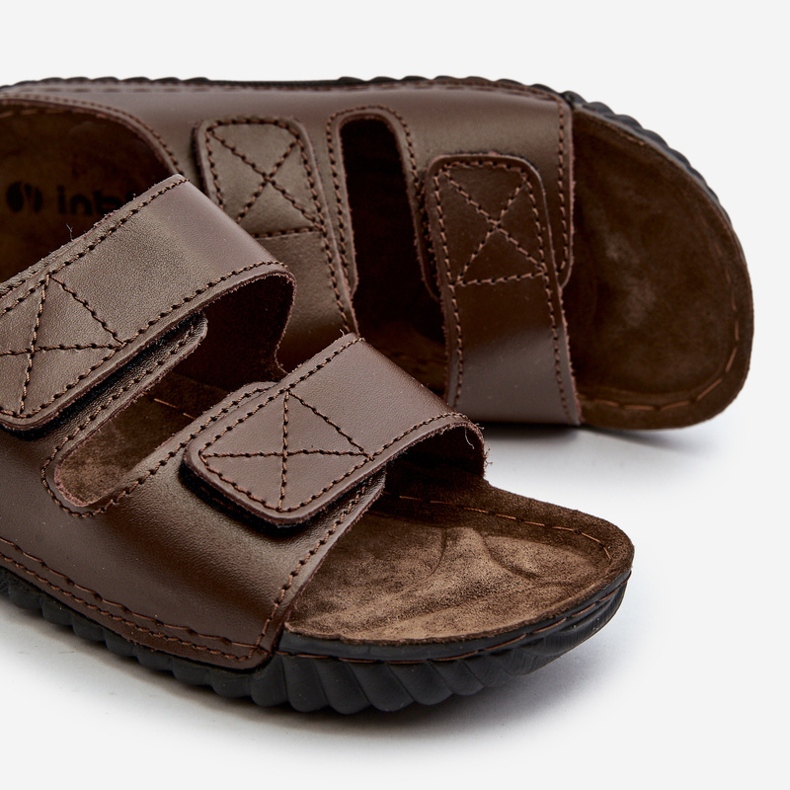 Bekväma flip-flops för män med kardborreband Inblu FM00001U Mörkbrun 2
