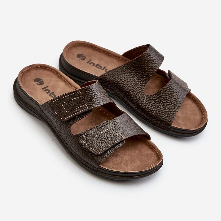 Bekväma flip-flops för män med kardborreband Inblu GV00002I Mörkbrun 1