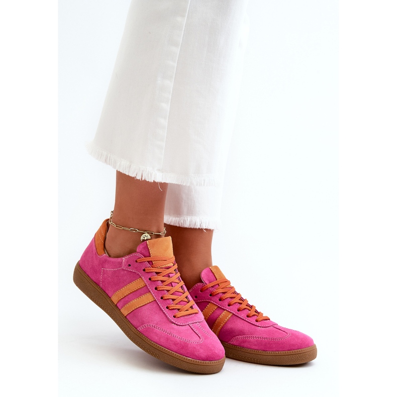 Zazoo N1068 Låga Sneakers i mocka för kvinnor Fuchsia rosa 1