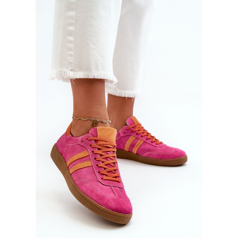 Zazoo N1068 Låga Sneakers i mocka för kvinnor Fuchsia rosa 2