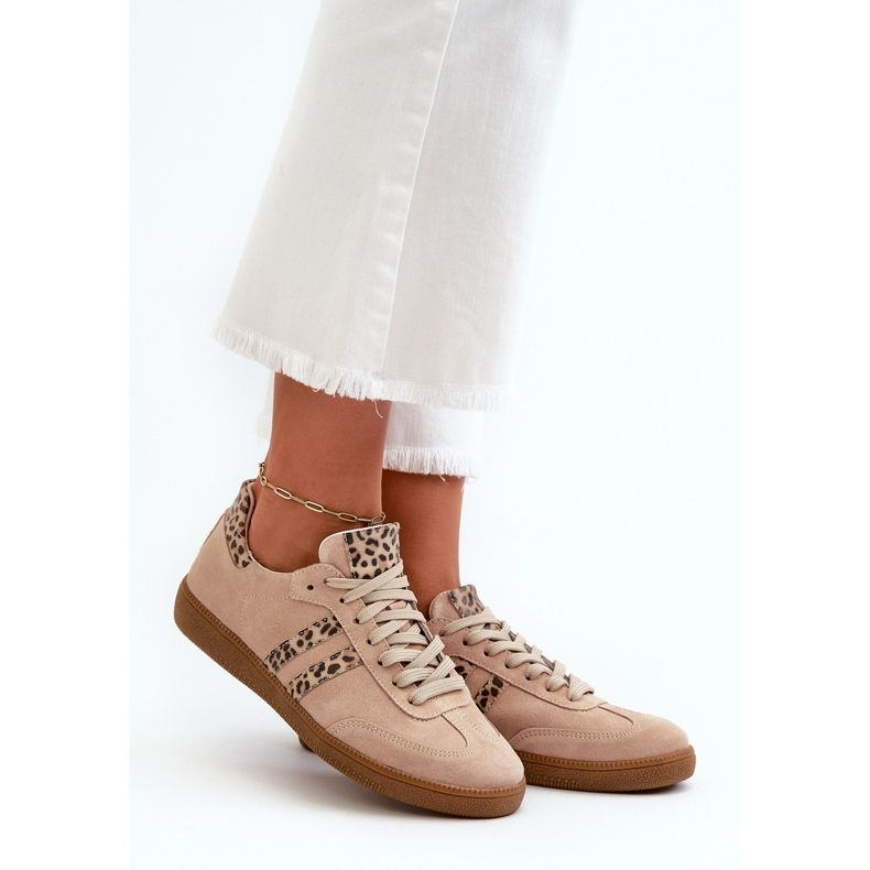 Zazoo N1068 Låga Sneakers i mocka för kvinnor, Beige 1
