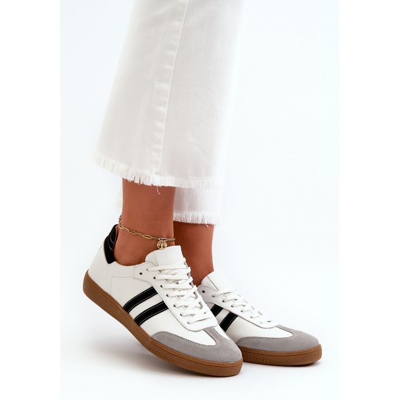 Zazoo N1068 Låga Sneakers i läder för kvinnor, vit 1