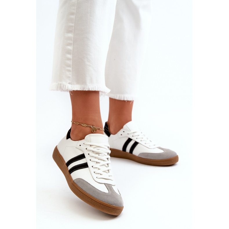 Zazoo N1068 Låga Sneakers i läder för kvinnor, vit 2