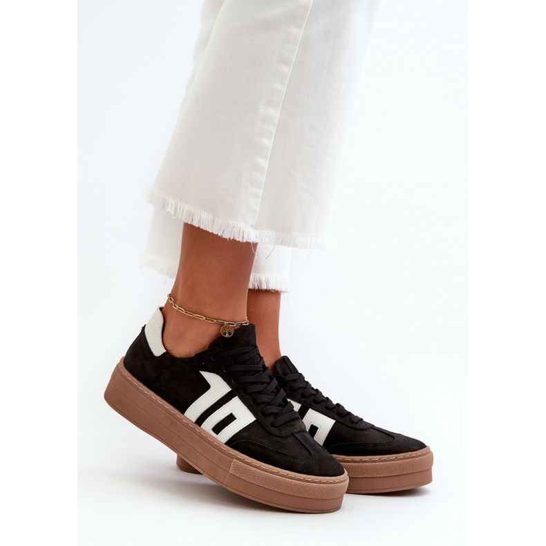 Zazoo N1095S2 Sneakers i läder för kvinnor på plattform Svart 1