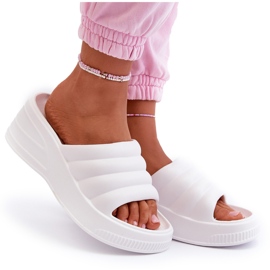Lättviktsflip-flops i skum för kvinnor på kil och plattform, vit Tendrea 7