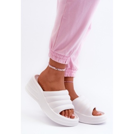 Lättviktsflip-flops i skum för kvinnor på kil och plattform, vit Tendrea 1