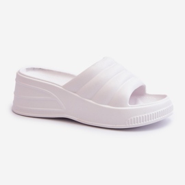 Lättviktsflip-flops i skum för kvinnor på kil och plattform, vit Tendrea 3