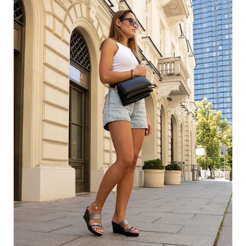 Mörkgrå metalliska Raja-kilmulor 2