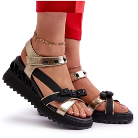 S.Barski Damsandaler med rosett D&amp;A CR956 guld gyllene 4