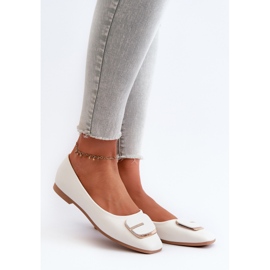 Ekologisk läderballerinor för kvinnor med dekoration, vit Edoslli 1