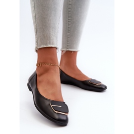 Ekologisk läderballerinor för kvinnor med dekoration Svart Edoslli 2