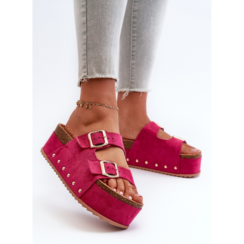 Kvinnors flipflops på en enorm plattform med spännen Fuchsia Cremila rosa 2