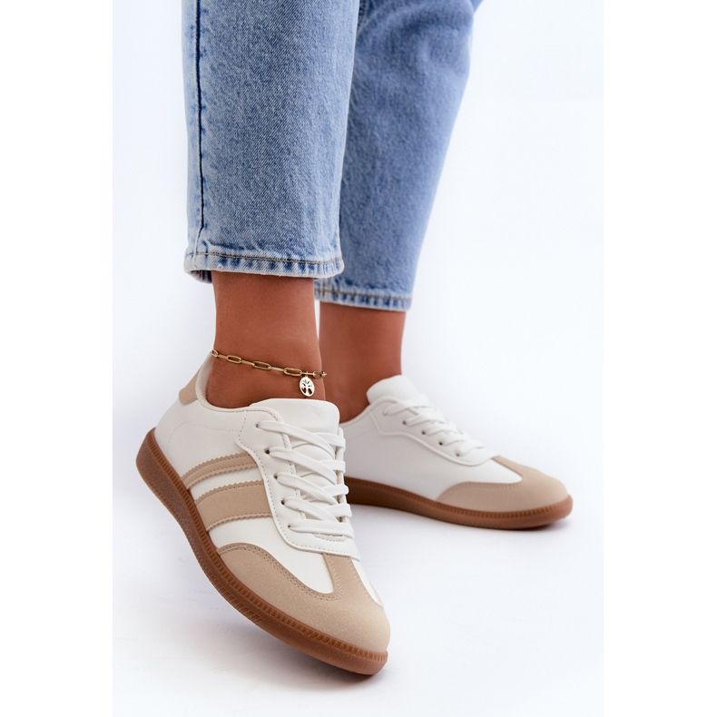 Låg Eco Läder Sneakers för kvinnor Beige Dorvalia 2