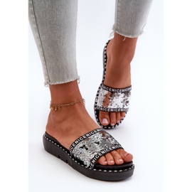 Damflip-flops med paljetter svart och silver Rivanique silver- 4