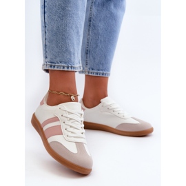Låg Eco Läder Sneakers för kvinnor Vita och Rosa Relalia 2